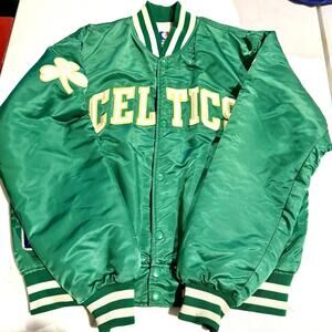 Vintage Boston Celtics Satin Starter Jacket NBA USA Size Large